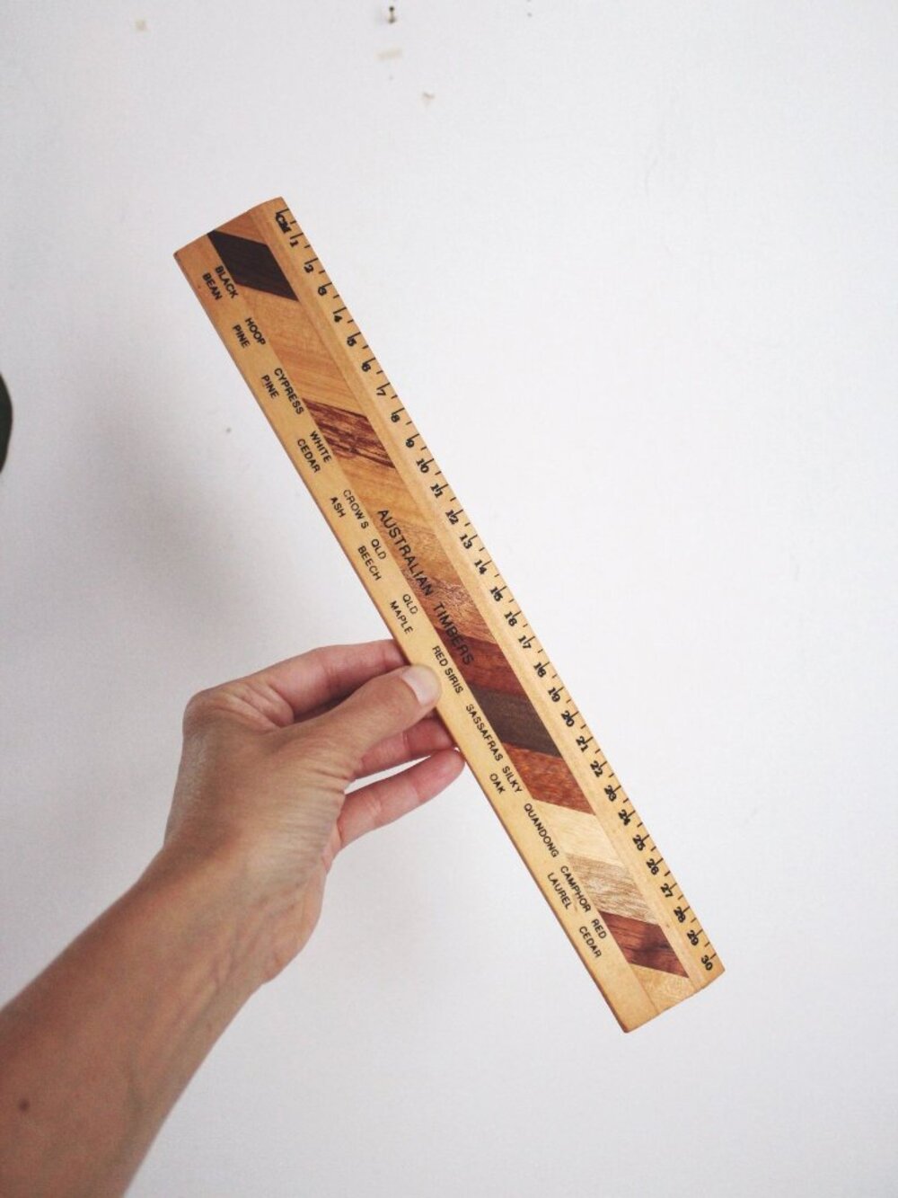 Vintage Australian Timber Wooden Ruler 30cm Souvenir Inlay Olympics Mid Century